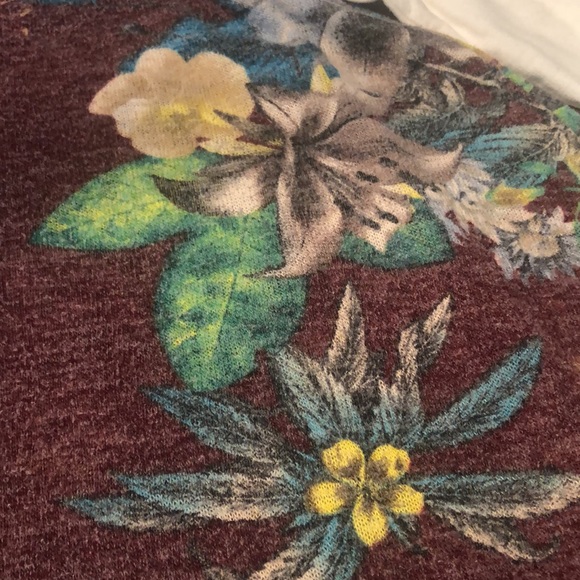 Floral top with white long sleeves with elbow patch detail. - Picture 3 of 4